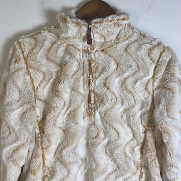 Simply Southern Size M Ripple Fleece Quarter Zip Pullover Orange Cream Soft Cozy - Picture 2 of 13